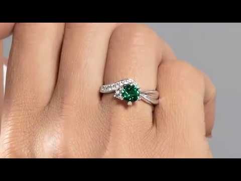 Video of Emerald Ring Sterling Silver Round Shape 0.75 Carats SR10800. Includes a Peora gift box. Free shipping, 30-day returns, authenticity guaranteed. 
