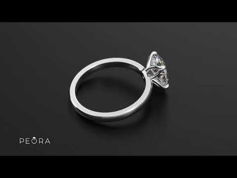 Video of 2 Carat Moissanite Oval Engagement Ring Petal Solitaire Design in 14k White Gold.  Includes a Peora gift box. Free shipping, 45-day returns, authenticity guaranteed. R63170