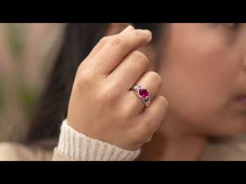 Video of Ruby Ring Sterling Silver Oval Shape 2.5 Carats SR10398. Includes a Peora gift box. Free shipping, 30-day returns, authenticity guaranteed. 