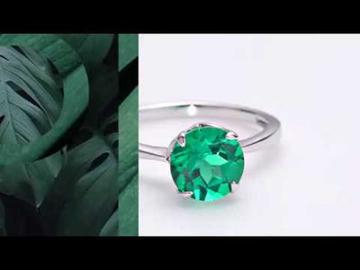 Video of Emerald Ring Sterling Silver Round Shape 1.75 Carats SR10808. Includes a Peora gift box. Free shipping, 30-day returns, authenticity guaranteed. 