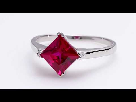 Video of Ruby Ring Sterling Silver Princess Shape 2.25 Carats SR10486. Includes a Peora gift box. Free shipping, 30-day returns, authenticity guaranteed. 