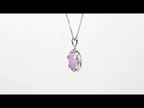 Video of Created Purple Fire Opal Pendant Necklace in Sterling Silver, 3 Carats. Includes a Peora gift box. Free shipping, 45-day returns, authenticity guaranteed. SP12532