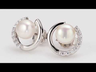 Video of Freshwater Pearl Earrings Sterling Silver Round Button 6.5mm SE8324. Includes a Peora gift box. Free shipping, 30-day returns, authenticity guaranteed. 