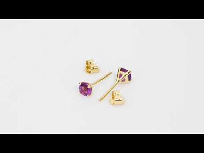 Video of 4mm Round Amethyst Solitaire Stud Earrings in 14K White Gold. Includes a Peora gift box. Free shipping, 45-day returns, authenticity guaranteed. E19306