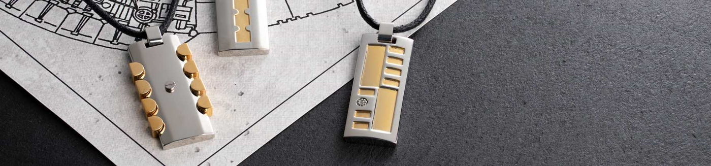 Men's stainless steel pendants with cords