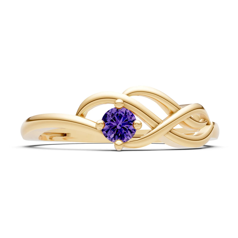 Intertwined Solitaire Lyra Orbit Ring