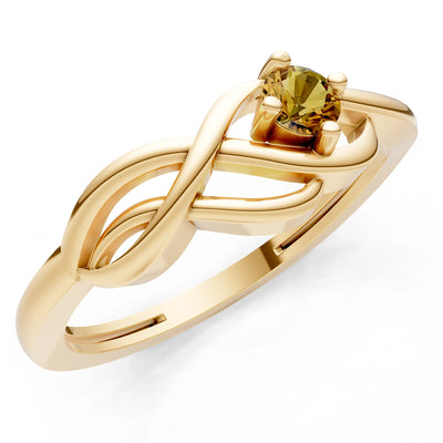 Intertwined Solitaire Lyra Orbit Ring