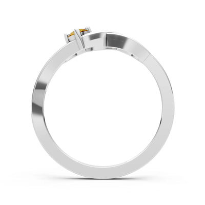 Intertwined Solitaire Lyra Orbit Ring
