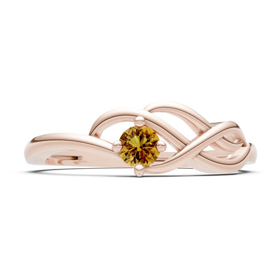 Intertwined Solitaire Lyra Orbit Ring
