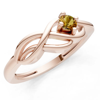 Intertwined Solitaire Lyra Orbit Ring