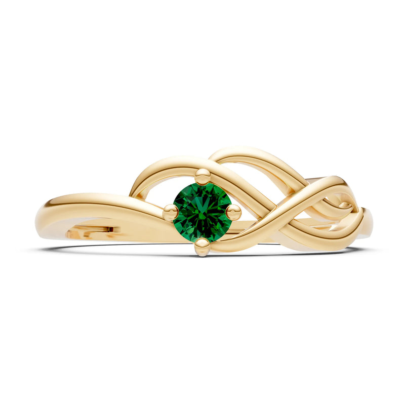 Intertwined Solitaire Lyra Orbit Ring
