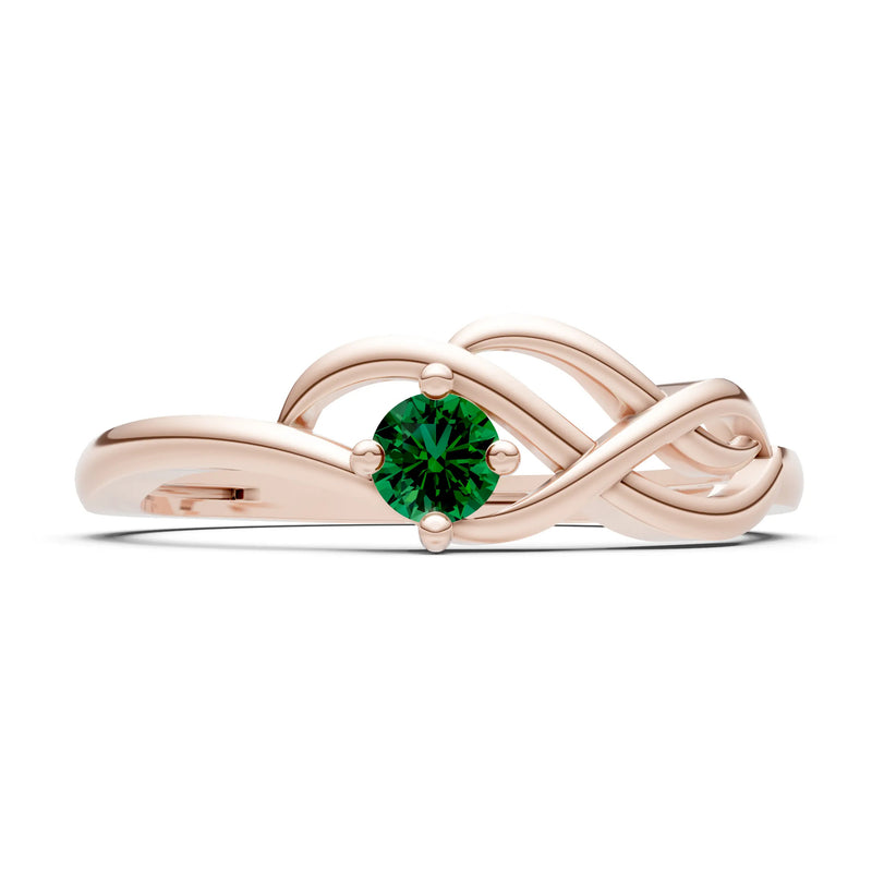 Intertwined Solitaire Lyra Orbit Ring