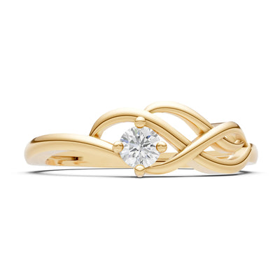Intertwined Solitaire Lyra Orbit Ring