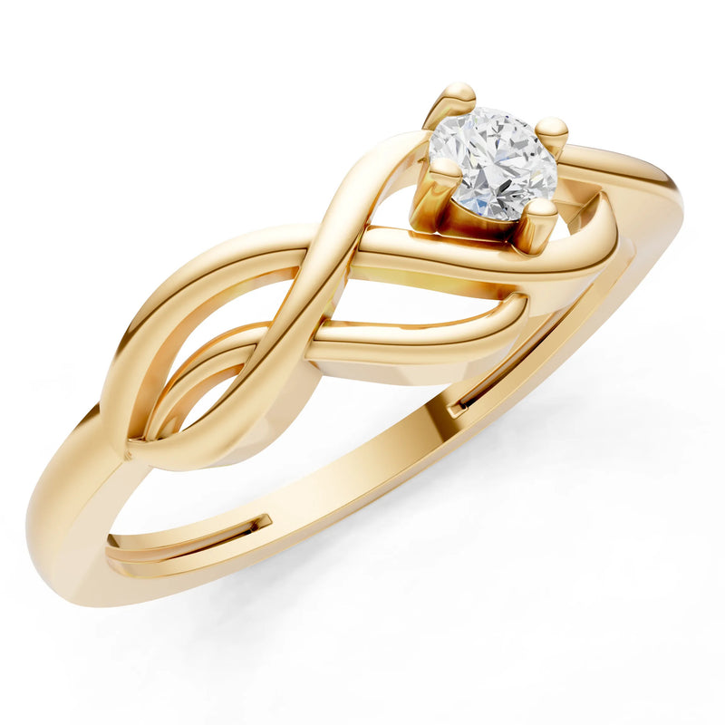 Diamond Intertwined Solitaire Lyra Orbit Ring