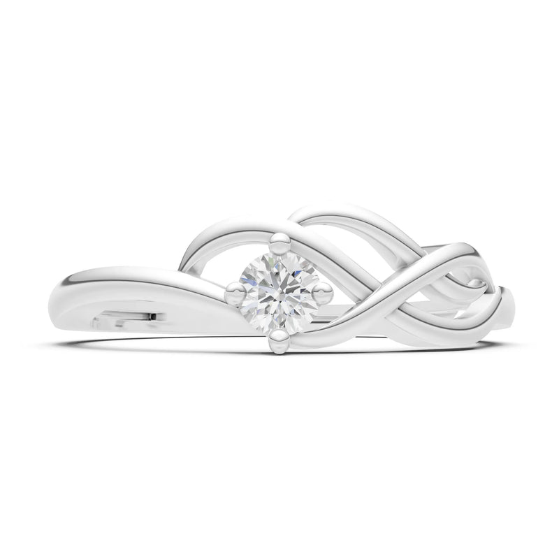 Diamond Intertwined Solitaire Lyra Orbit Ring