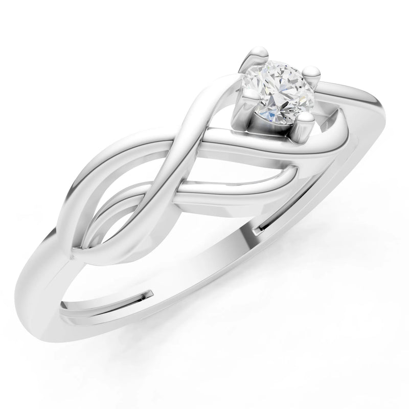 Diamond Intertwined Solitaire Lyra Orbit Ring