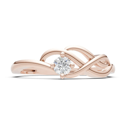 Diamond Intertwined Solitaire Lyra Orbit Ring