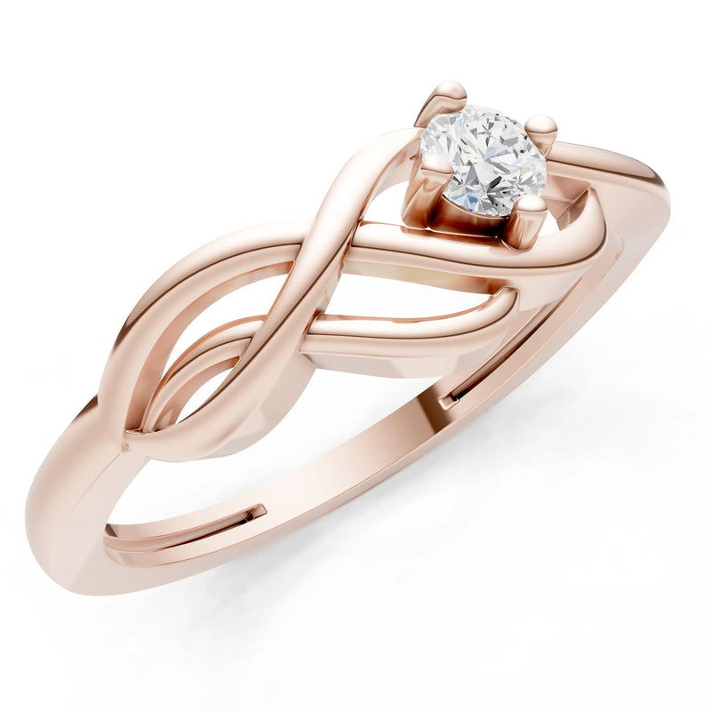 Diamond Intertwined Solitaire Lyra Orbit Ring