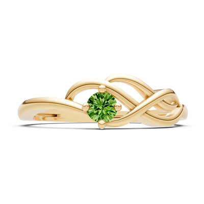 Intertwined Solitaire Lyra Orbit Ring