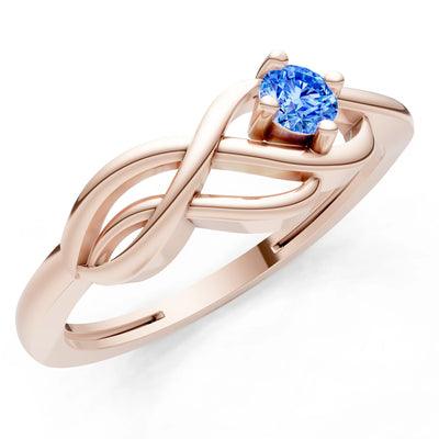 Intertwined Solitaire Lyra Orbit Ring