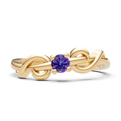 Double Knot Tiny Solitaire Andromeda Twist Ring - Round