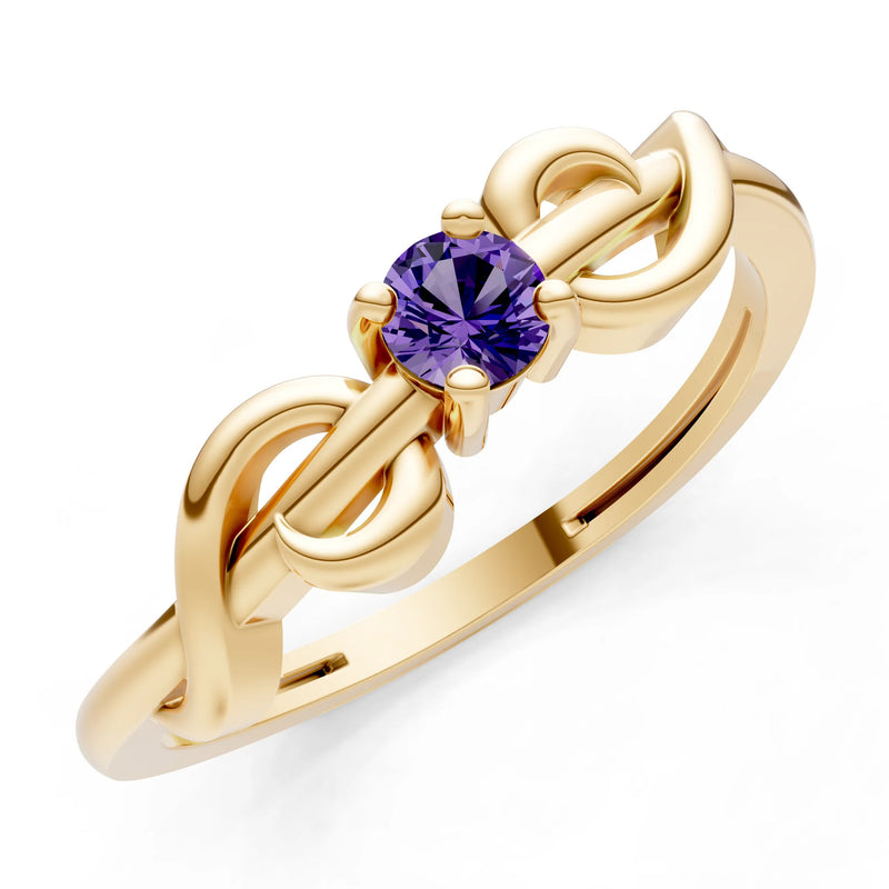 Double Knot Tiny Solitaire Andromeda Twist Ring - Round