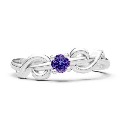Double Knot Tiny Solitaire Andromeda Twist Ring - Round