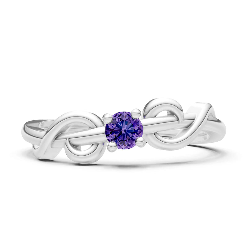 Double Knot Tiny Solitaire Andromeda Twist Ring - Round