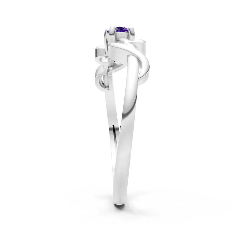 Double Knot Tiny Solitaire Andromeda Twist Ring - Round