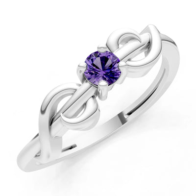 Double Knot Tiny Solitaire Andromeda Twist Ring - Round