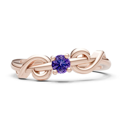 Double Knot Tiny Solitaire Andromeda Twist Ring - Round