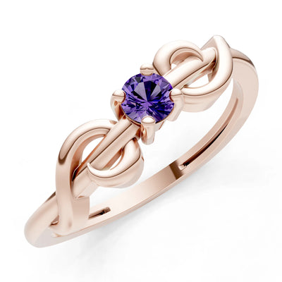 Double Knot Tiny Solitaire Andromeda Twist Ring - Round