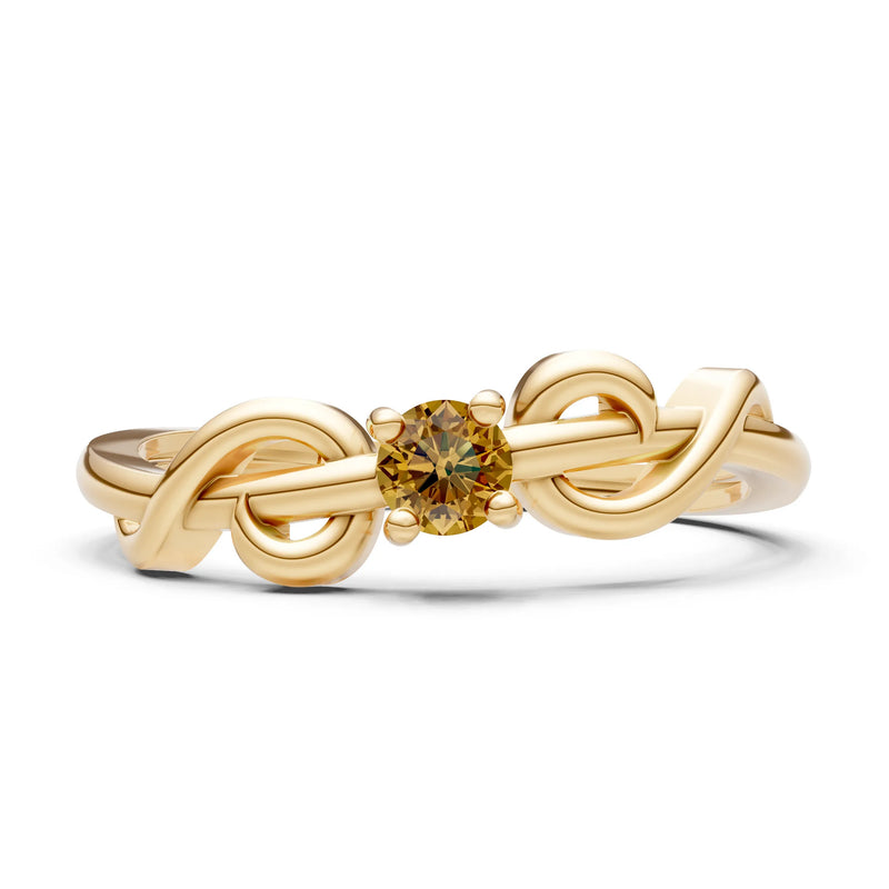 Double Knot Tiny Solitaire Andromeda Twist Ring - Round