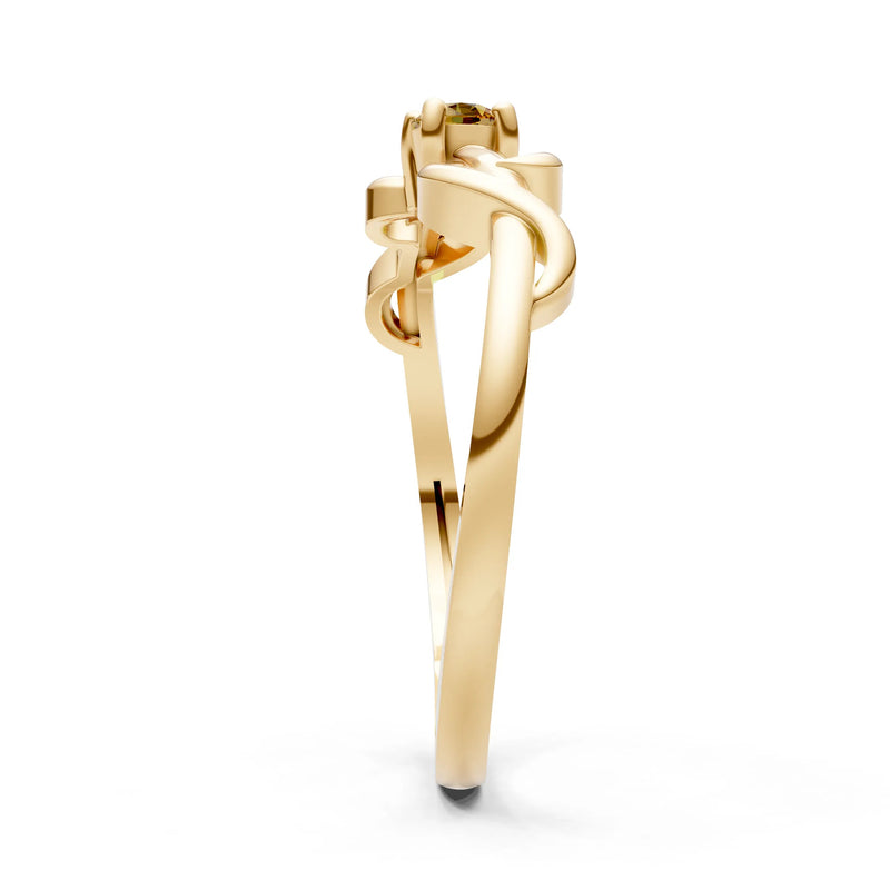 Double Knot Tiny Solitaire Andromeda Twist Ring - Round