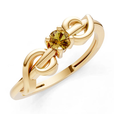 Double Knot Tiny Solitaire Andromeda Twist Ring - Round