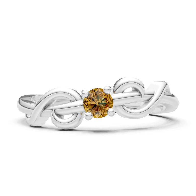 Double Knot Tiny Solitaire Andromeda Twist Ring - Round