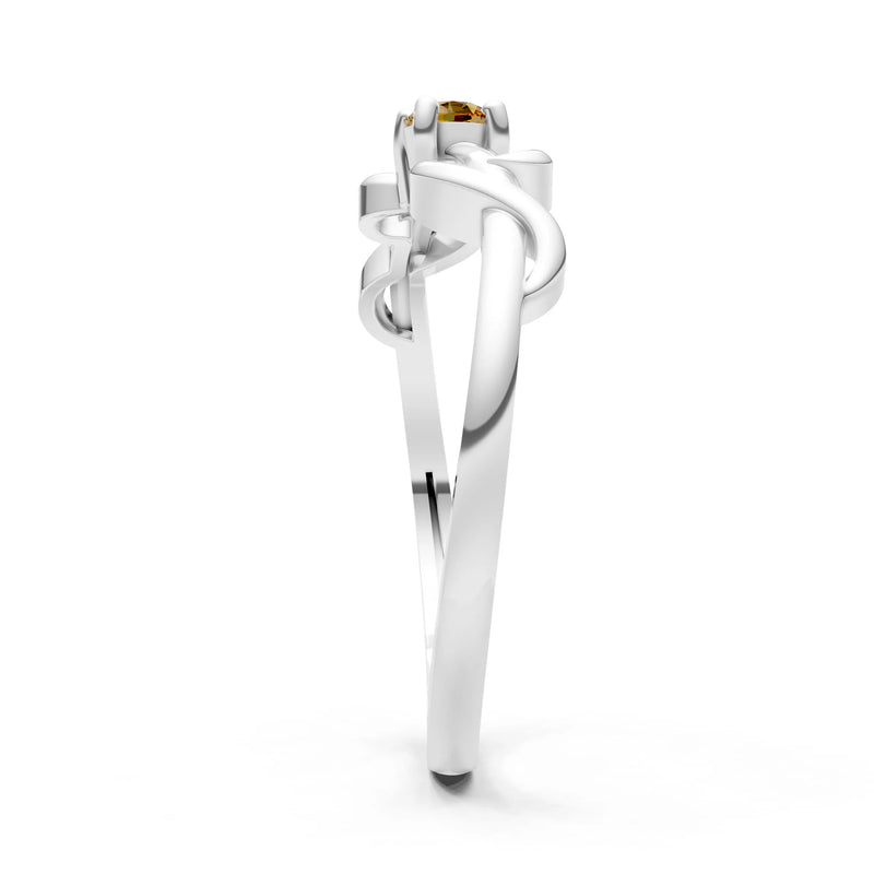 Double Knot Tiny Solitaire Andromeda Twist Ring - Round