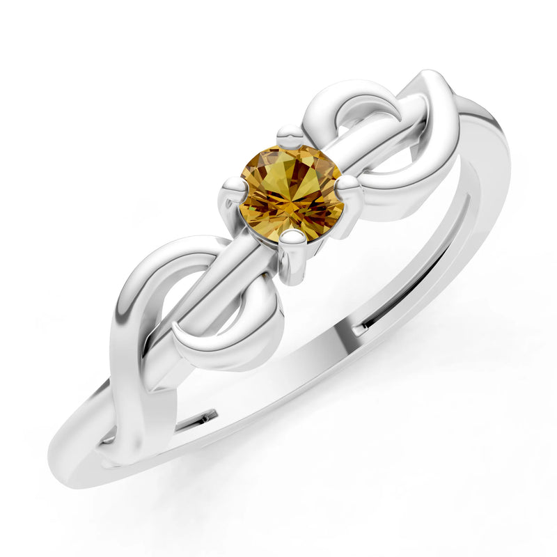 Double Knot Tiny Solitaire Andromeda Twist Ring - Round