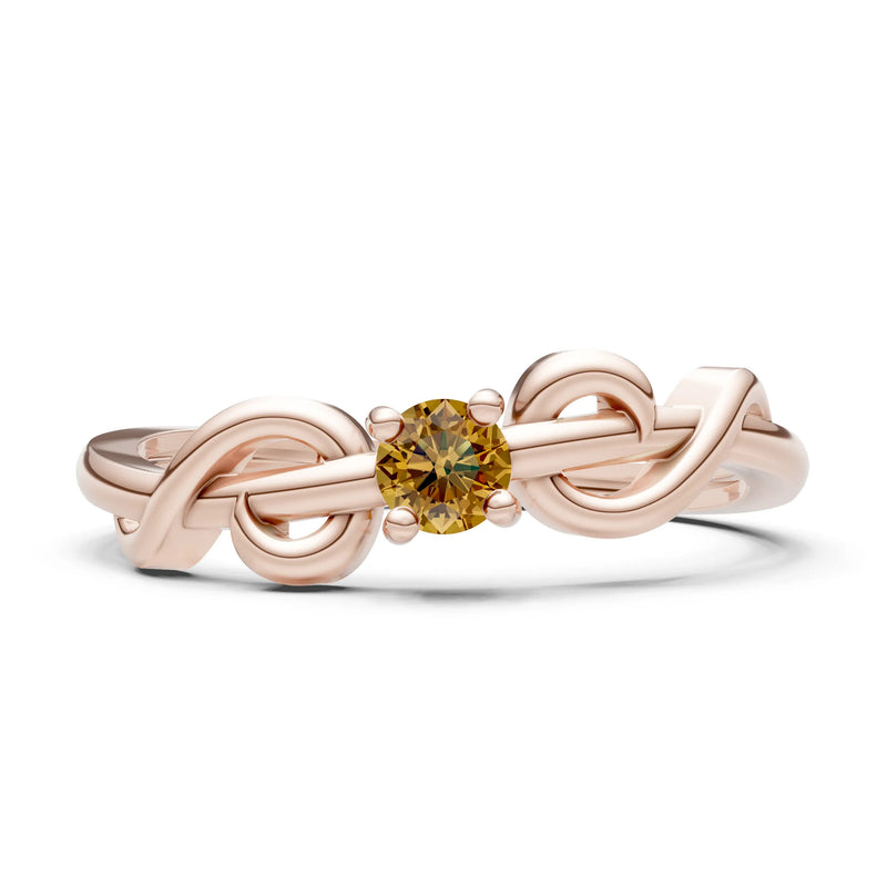 Double Knot Tiny Solitaire Andromeda Twist Ring - Round