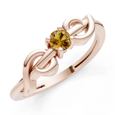 Double Knot Tiny Solitaire Andromeda Twist Ring - Round