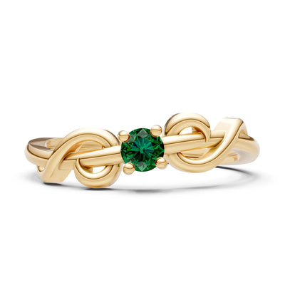 Double Knot Tiny Solitaire Andromeda Twist Ring - Round