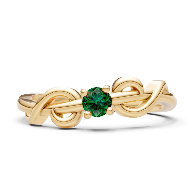 Double Knot Tiny Solitaire Andromeda Twist Ring - Round