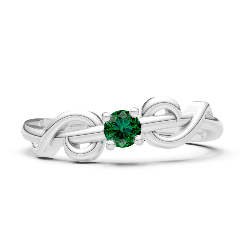 Double Knot Tiny Solitaire Andromeda Twist Ring - Round