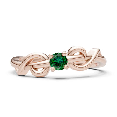 Double Knot Tiny Solitaire Andromeda Twist Ring - Round