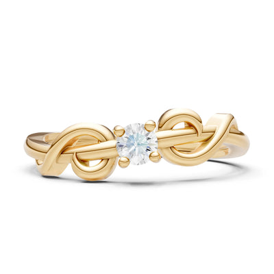 Double Knot Tiny Solitaire Andromeda Twist Ring - Round