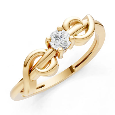 Double Knot Tiny Solitaire Andromeda Twist Ring - Round