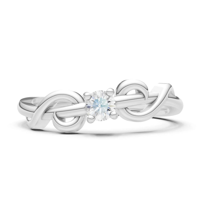 Double Knot Tiny Solitaire Andromeda Twist Ring - Round