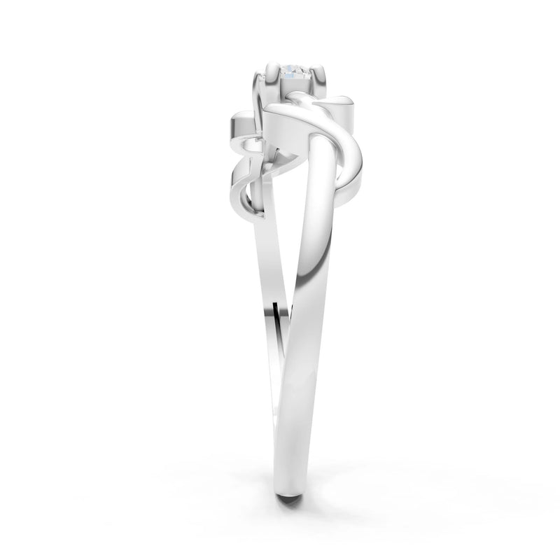 Double Knot Tiny Solitaire Andromeda Twist Ring - Round