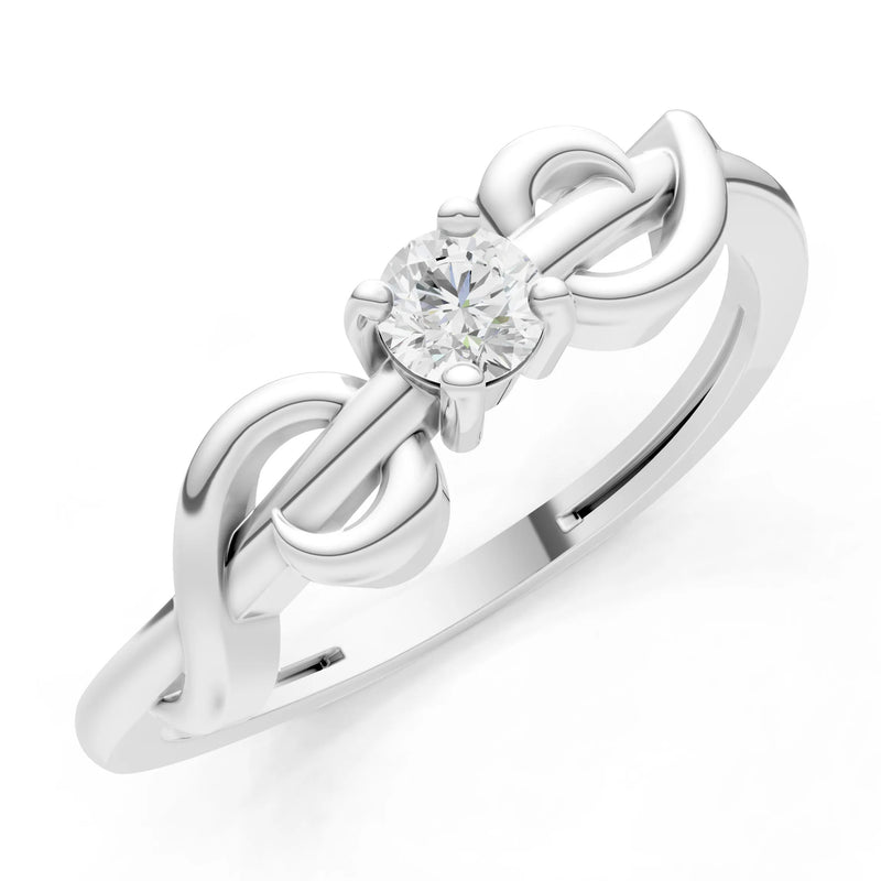 Double Knot Tiny Solitaire Andromeda Twist Ring - Round