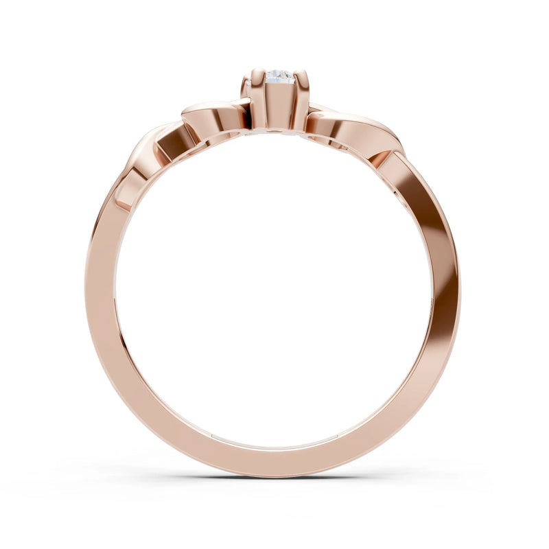 Double Knot Tiny Solitaire Andromeda Twist Ring - Round